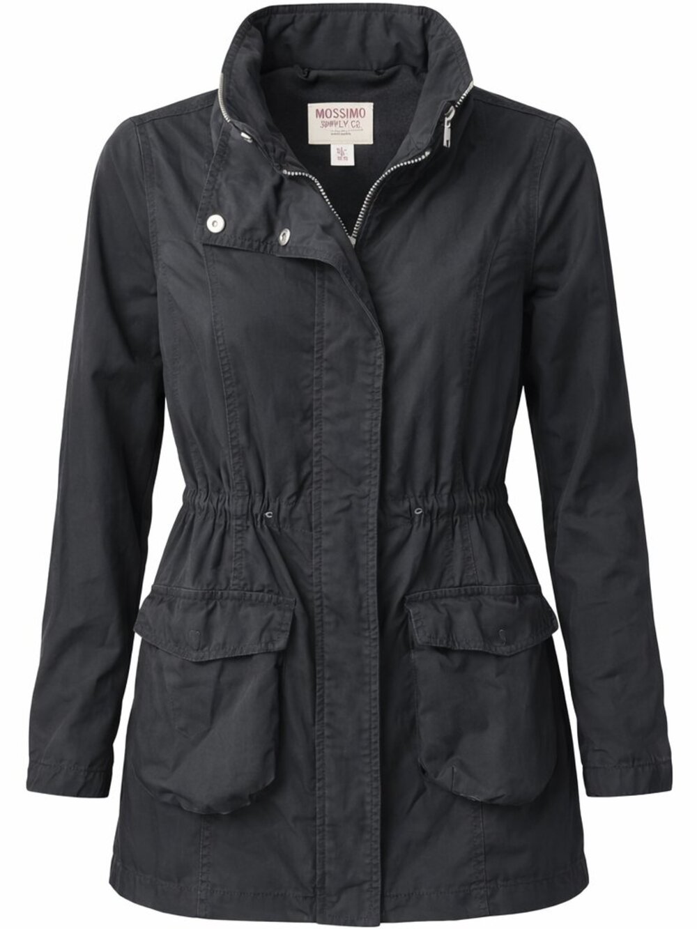 Mossimo Supply Co Black Utility Jacket XL Hidden Hood Lightweight Anorak